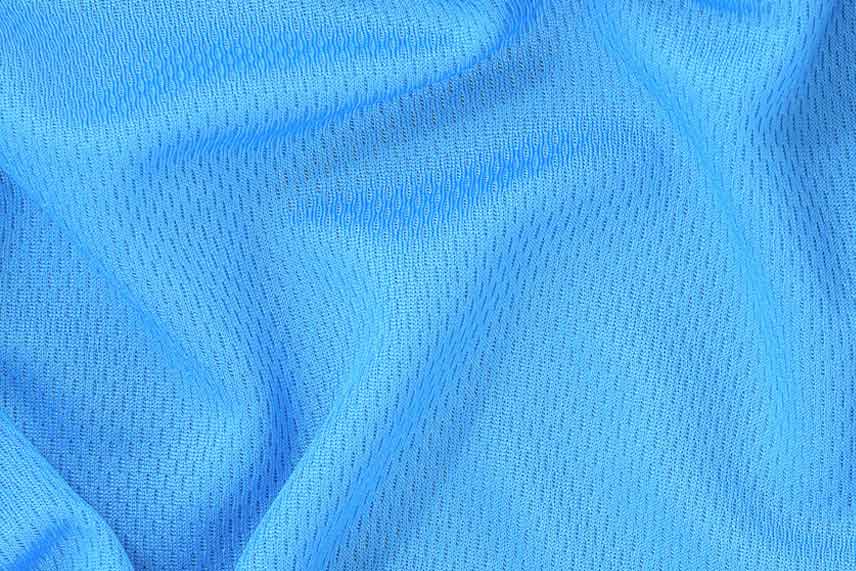 Blue polyester fabric texture background, sports wear background